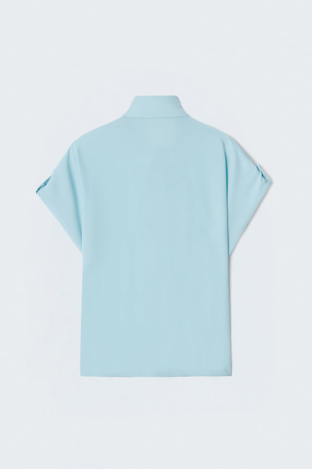Sateen Chemise Ample à Détail Manches - bebe Bleu