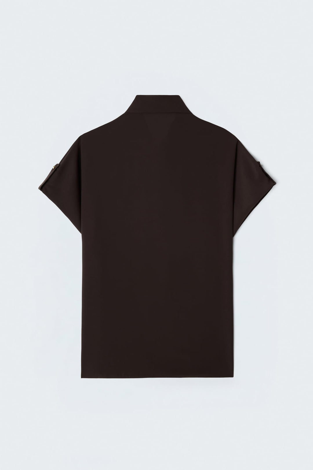 Sateen Chemise ample avec détails aux manches - Marron