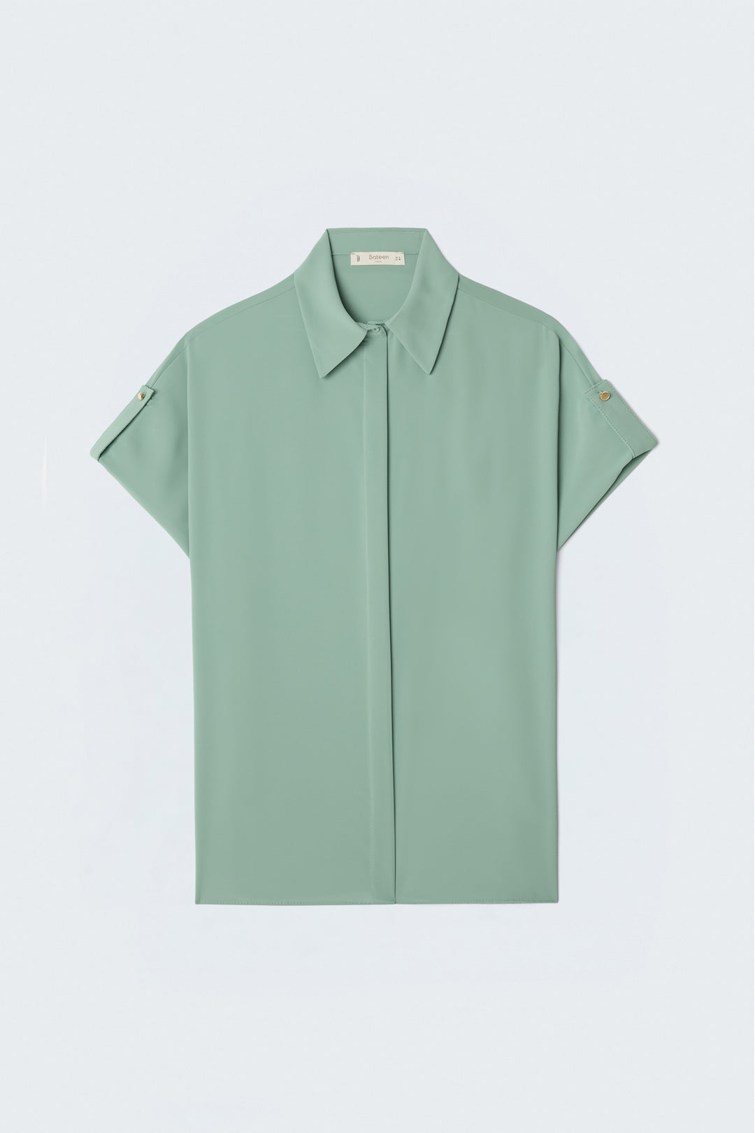 Sateen Chemise Ample à Détail Manches - Menthe
