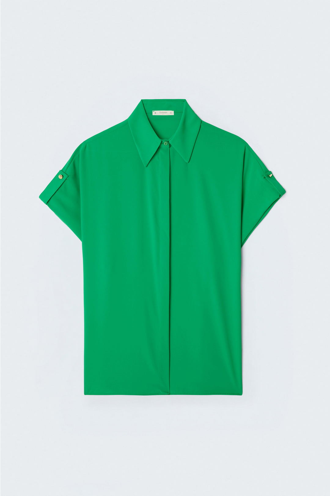 Sateen Chemise ample avec détail aux manches - Vert