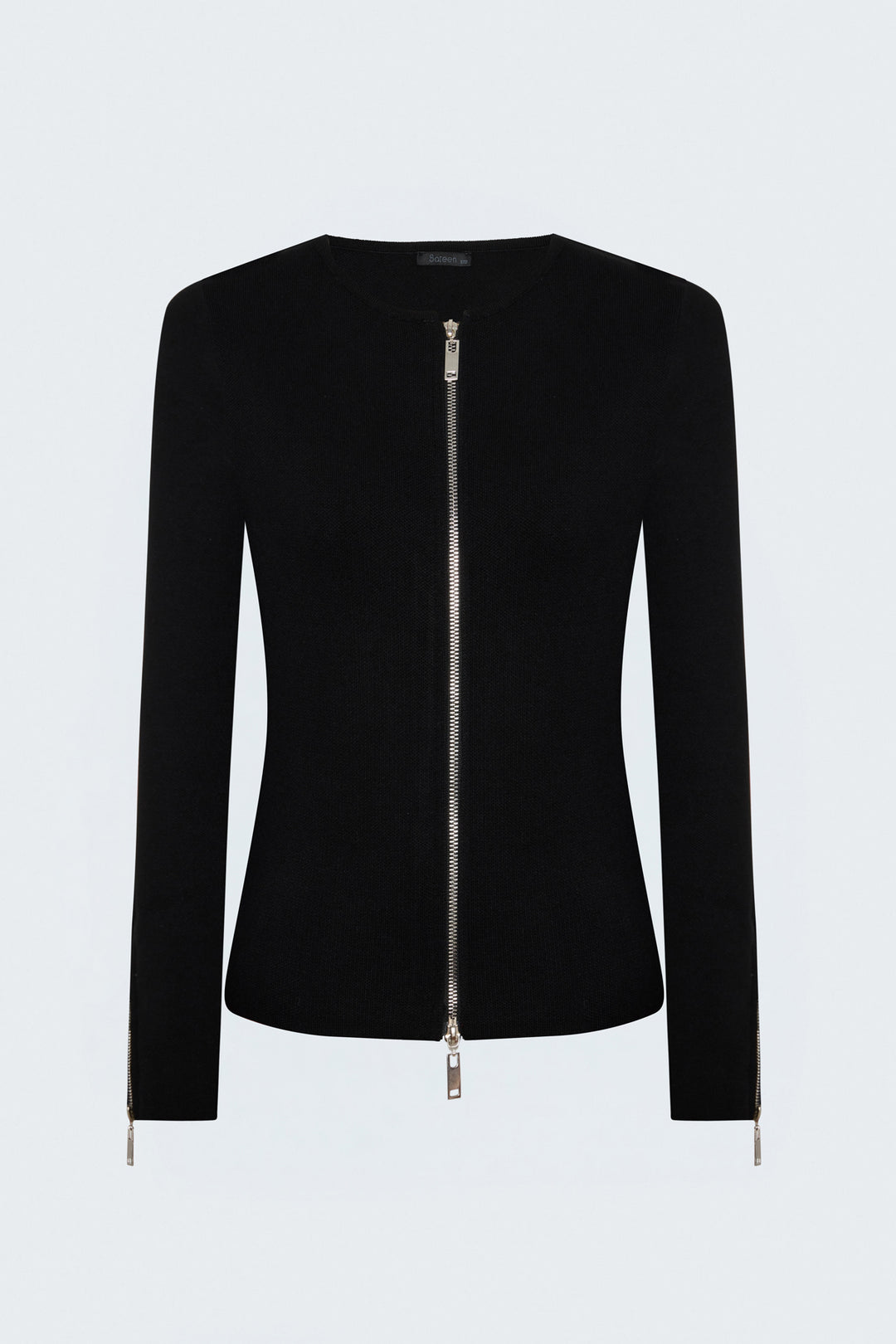 Sateen Gilet avec Détails de Fermeture Éclair aux Manches - Noir