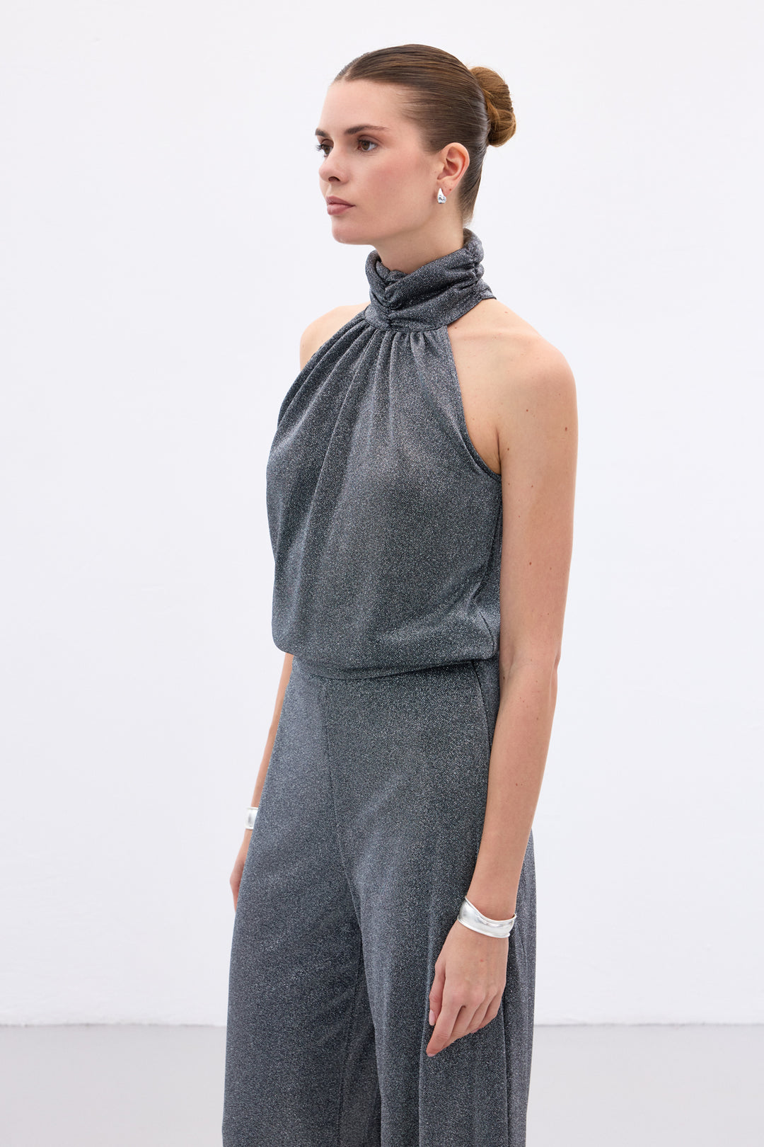 Sateen Blouse sans manches brillante - Anthracite