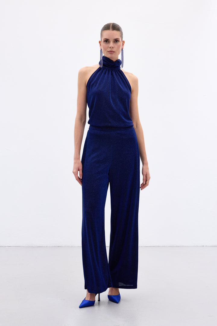 Sateen Blouse sans manches brillante - sax Bleu
