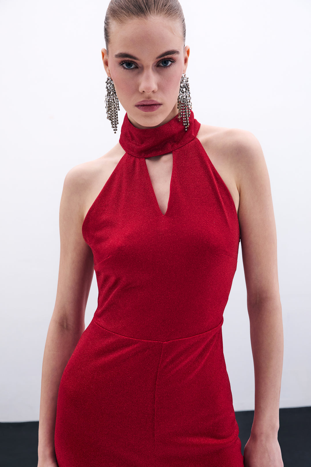 Sateen Combinaison sans manches brillante - Rouge