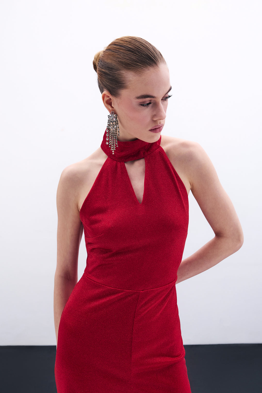 Sateen Combinaison sans manches brillante - Rouge
