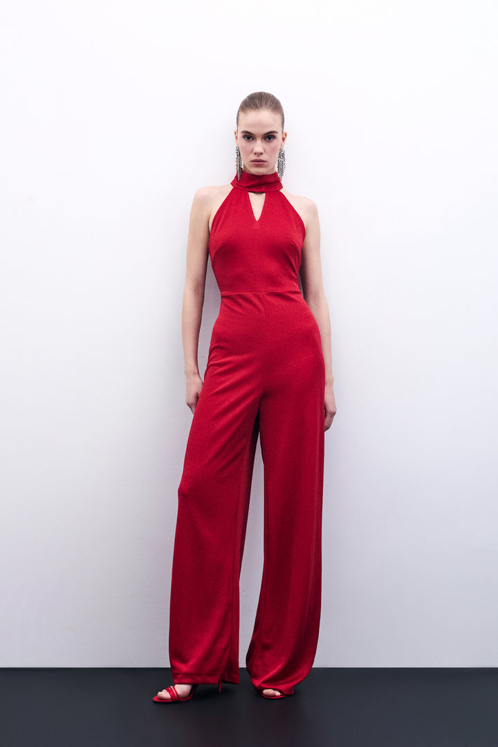 Sateen Combinaison sans manches brillante - Rouge
