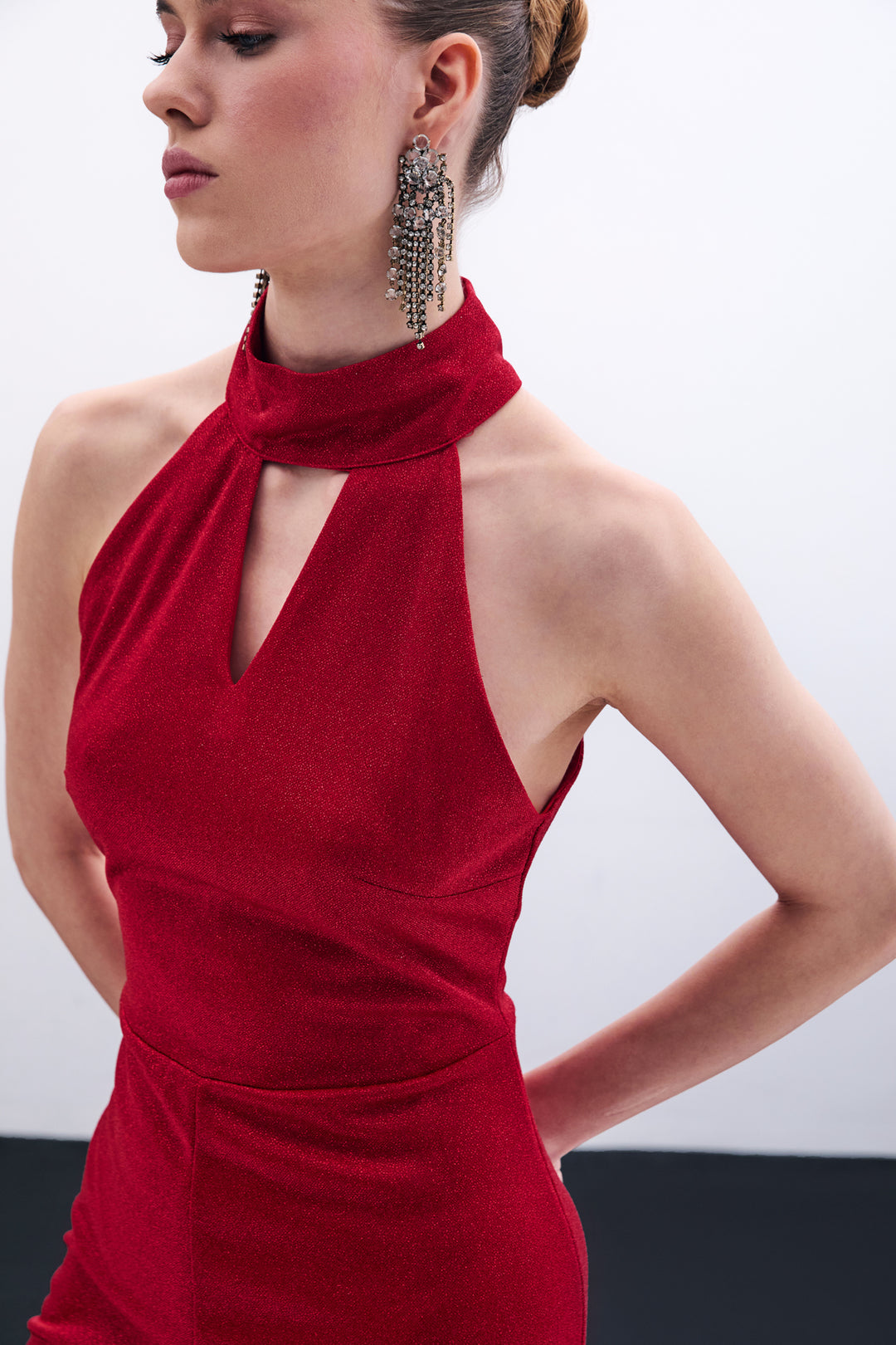 Sateen Combinaison sans manches brillante - Rouge