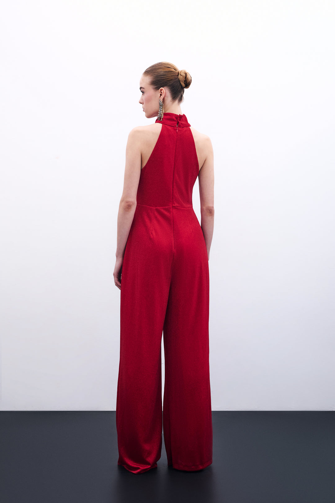 Sateen Combinaison sans manches brillante - Rouge