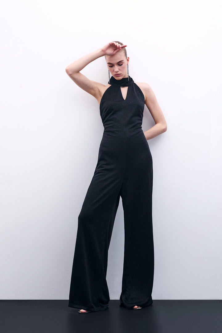 Sateen Combinaison sans manches brillante - Noir