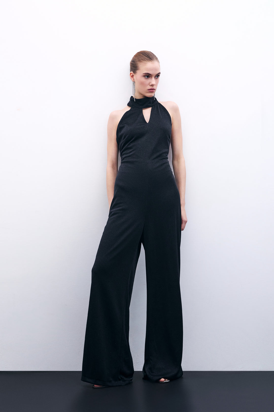 Sateen Combinaison sans manches brillante - Noir