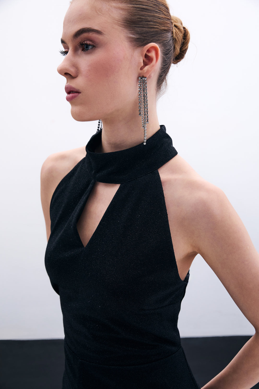 Sateen Combinaison sans manches brillante - Noir