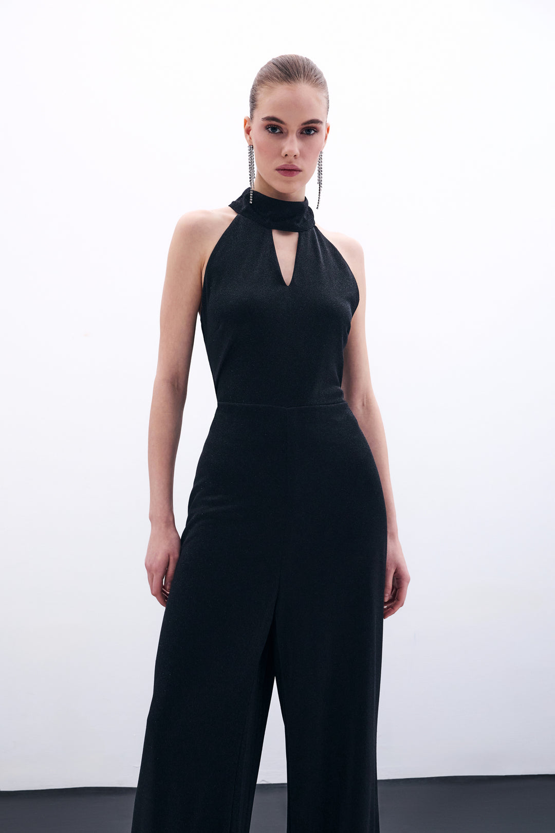 Sateen Combinaison sans manches brillante - Noir