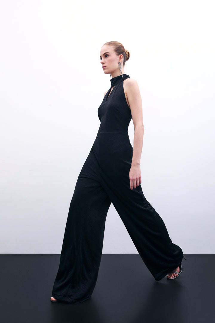 Sateen Combinaison sans manches brillante - Noir