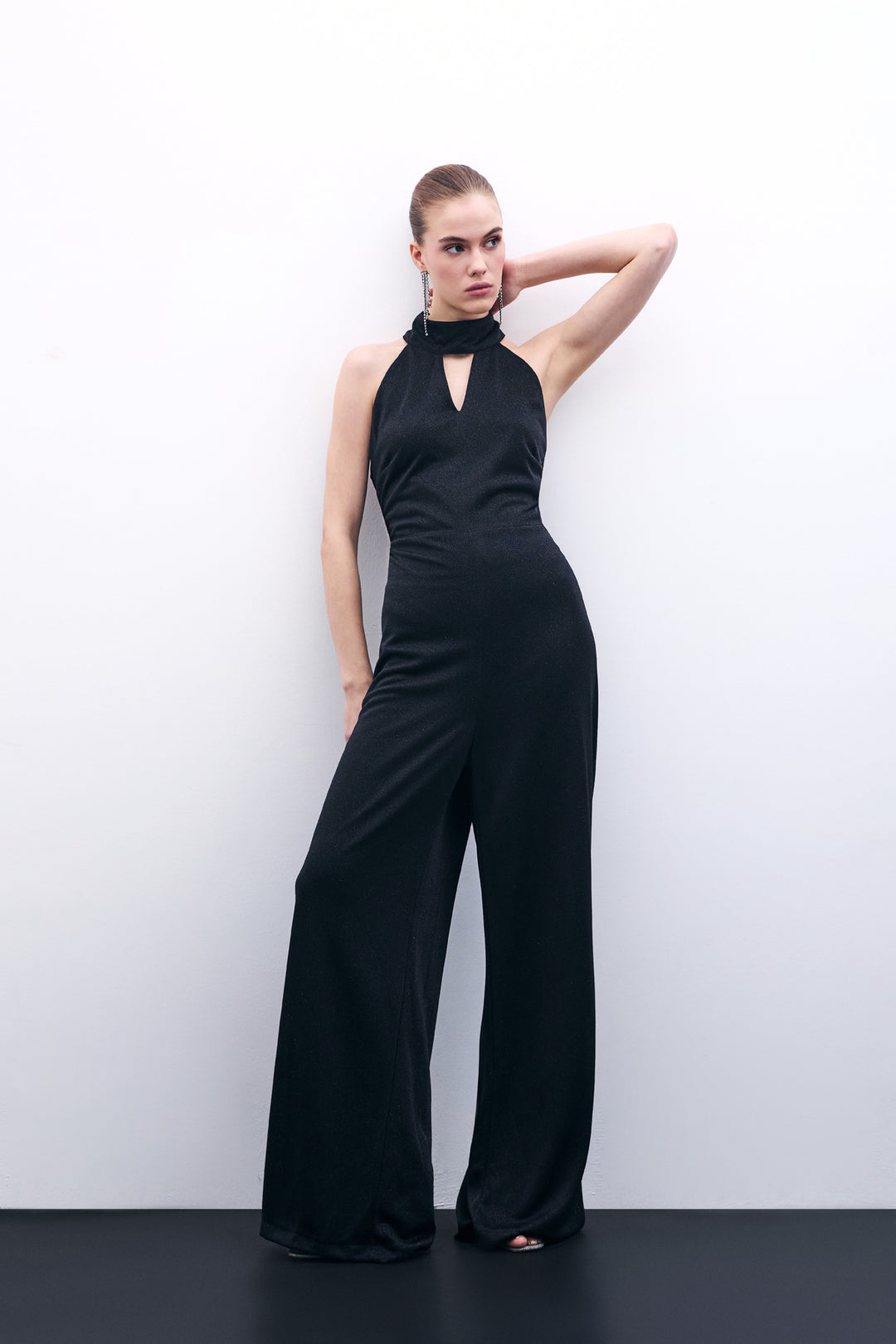 Sateen Combinaison sans manches brillante - Noir