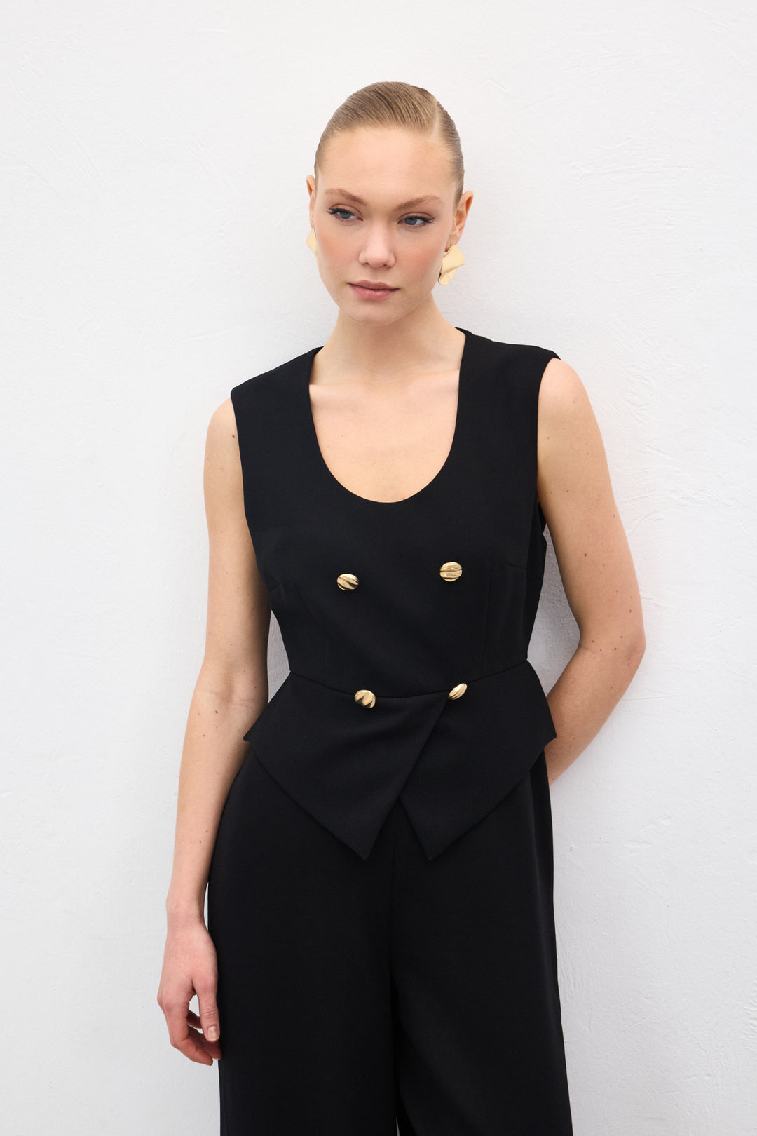 Sateen Combinaison Sans Manches - Noir