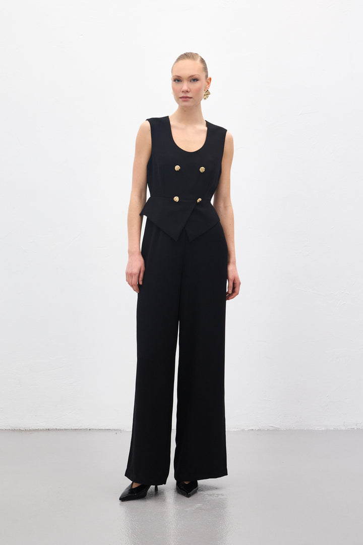 Sateen Combinaison Sans Manches - Noir