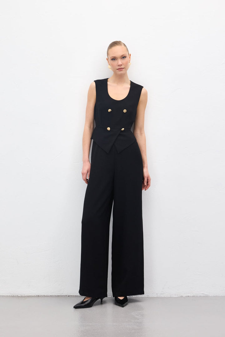Sateen Combinaison Sans Manches - Noir