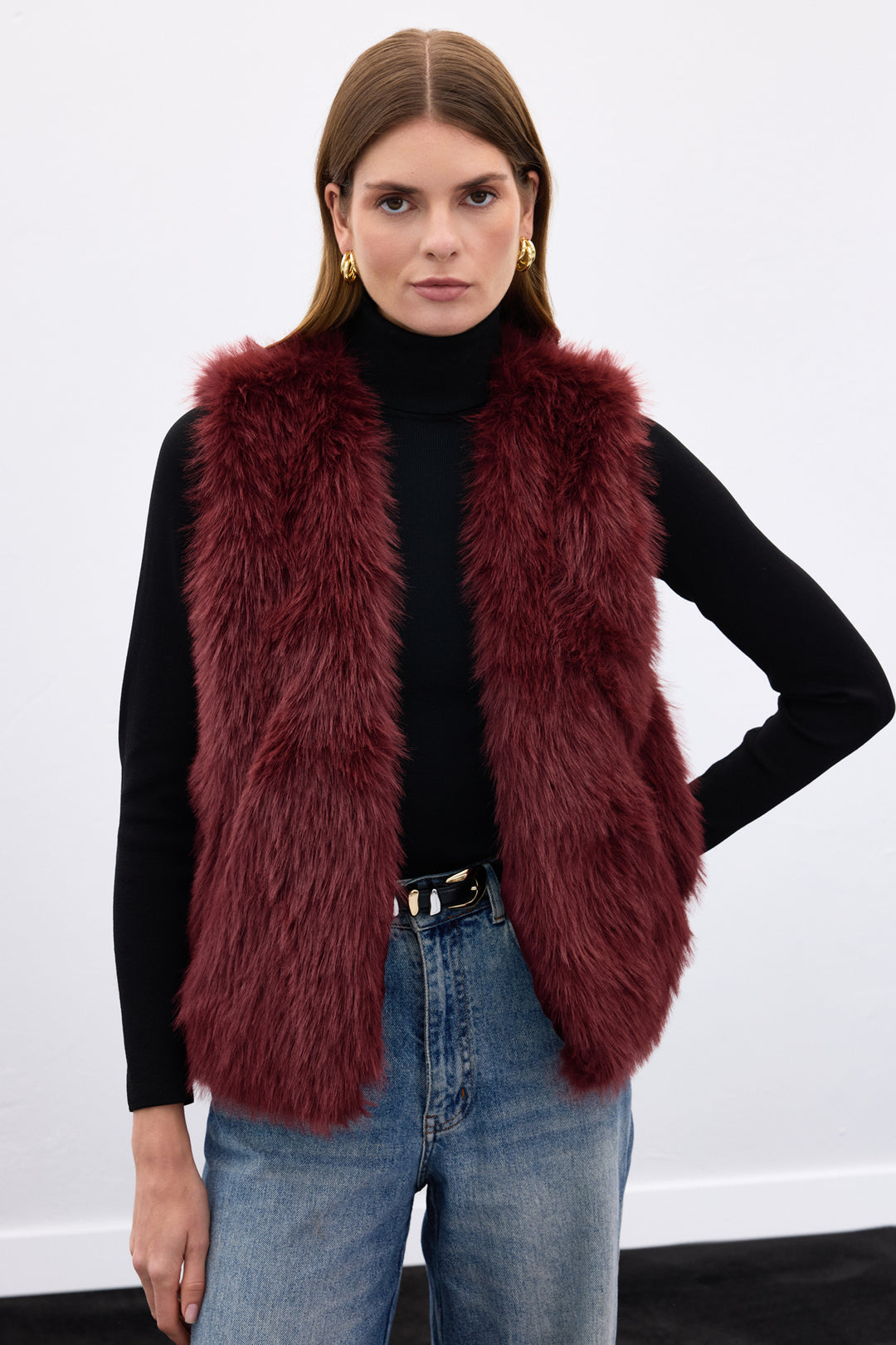 Sateen Gilet long sans manches - Bordeaux