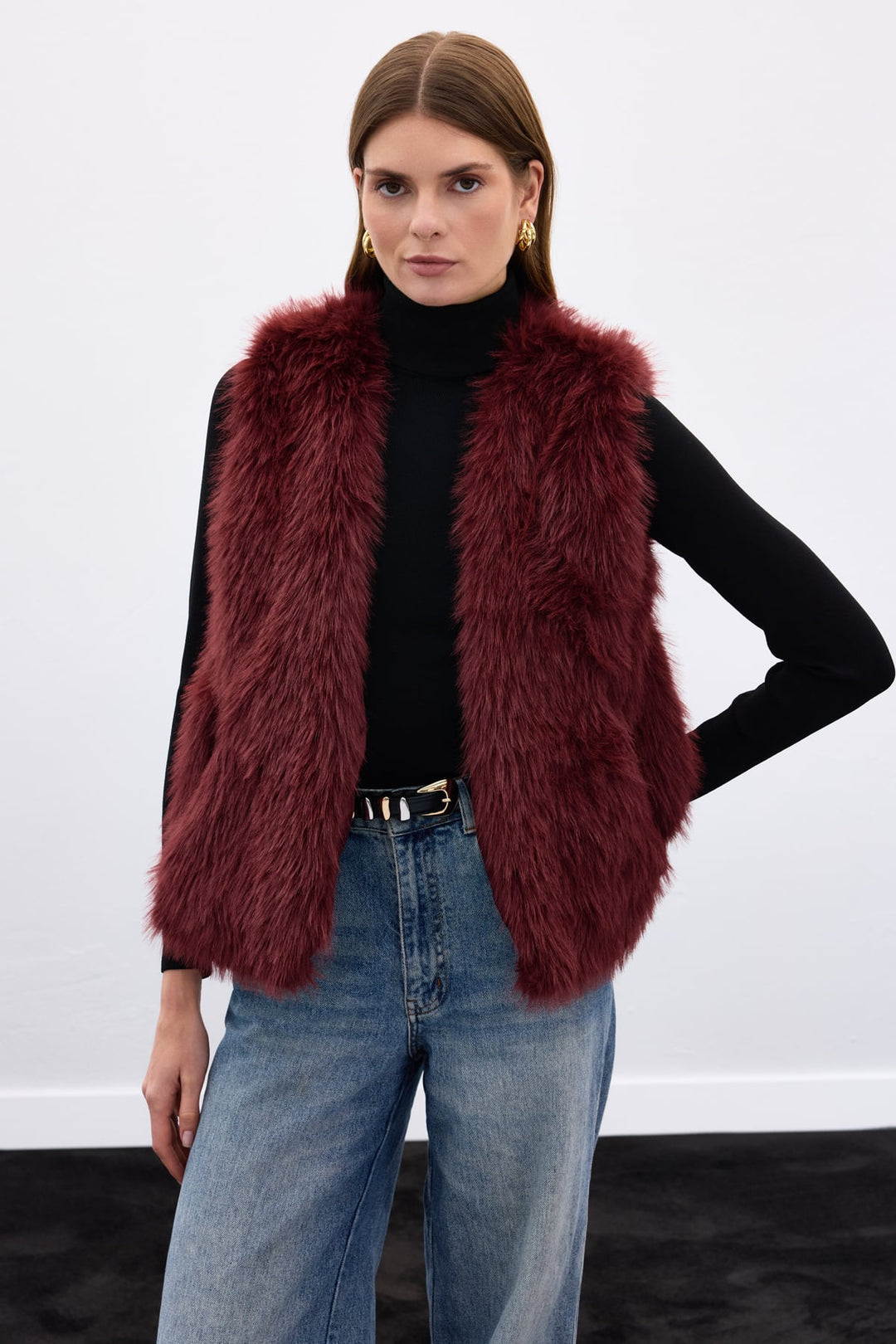 Sateen Gilet long sans manches - Bordeaux