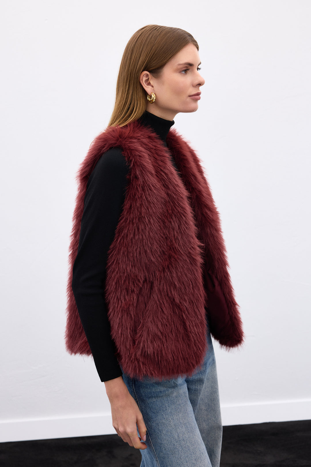 Sateen Gilet long sans manches - Bordeaux