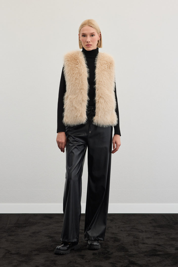 Sateen Gilet long sans manches - Écru