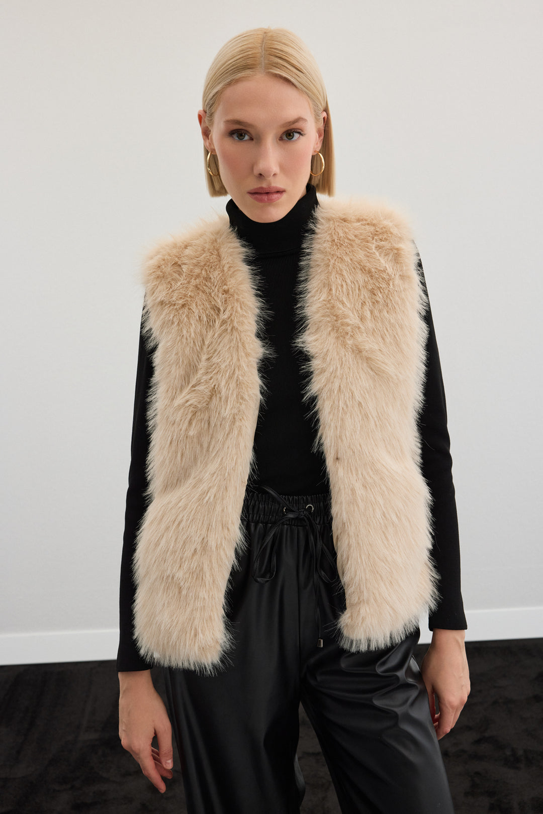Sateen Gilet long sans manches - Écru
