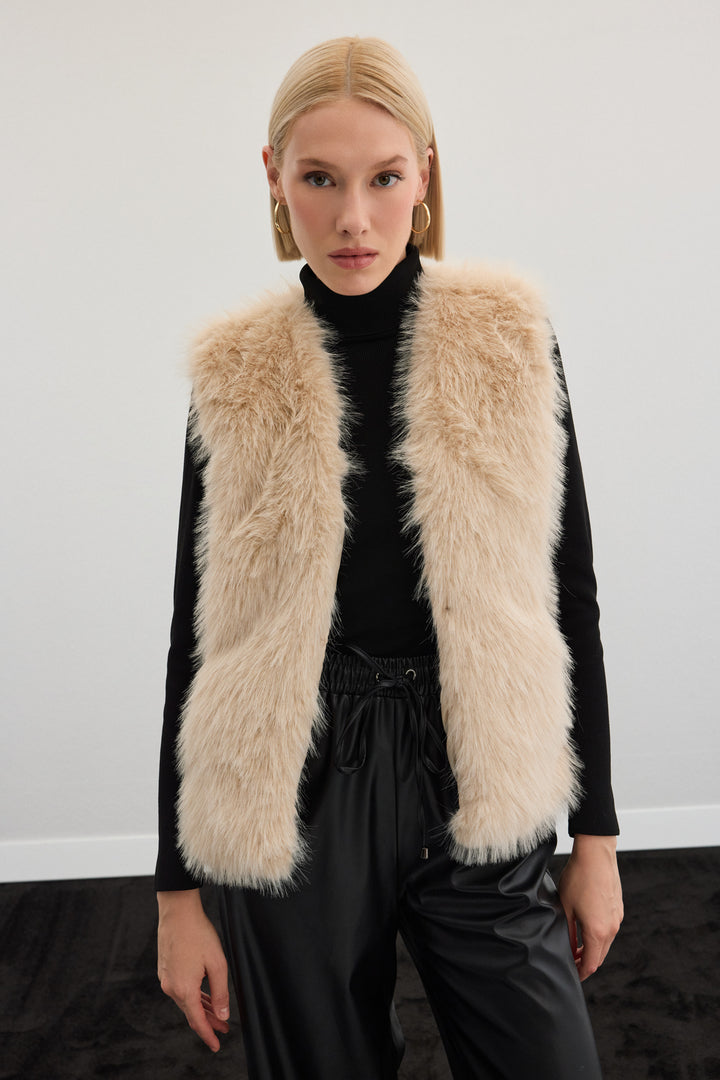 Sateen Gilet long sans manches - Écru