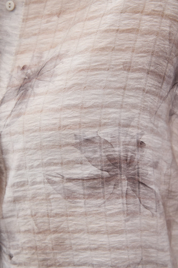 Sateen Chemise Fine à Manches Relevées - Gris