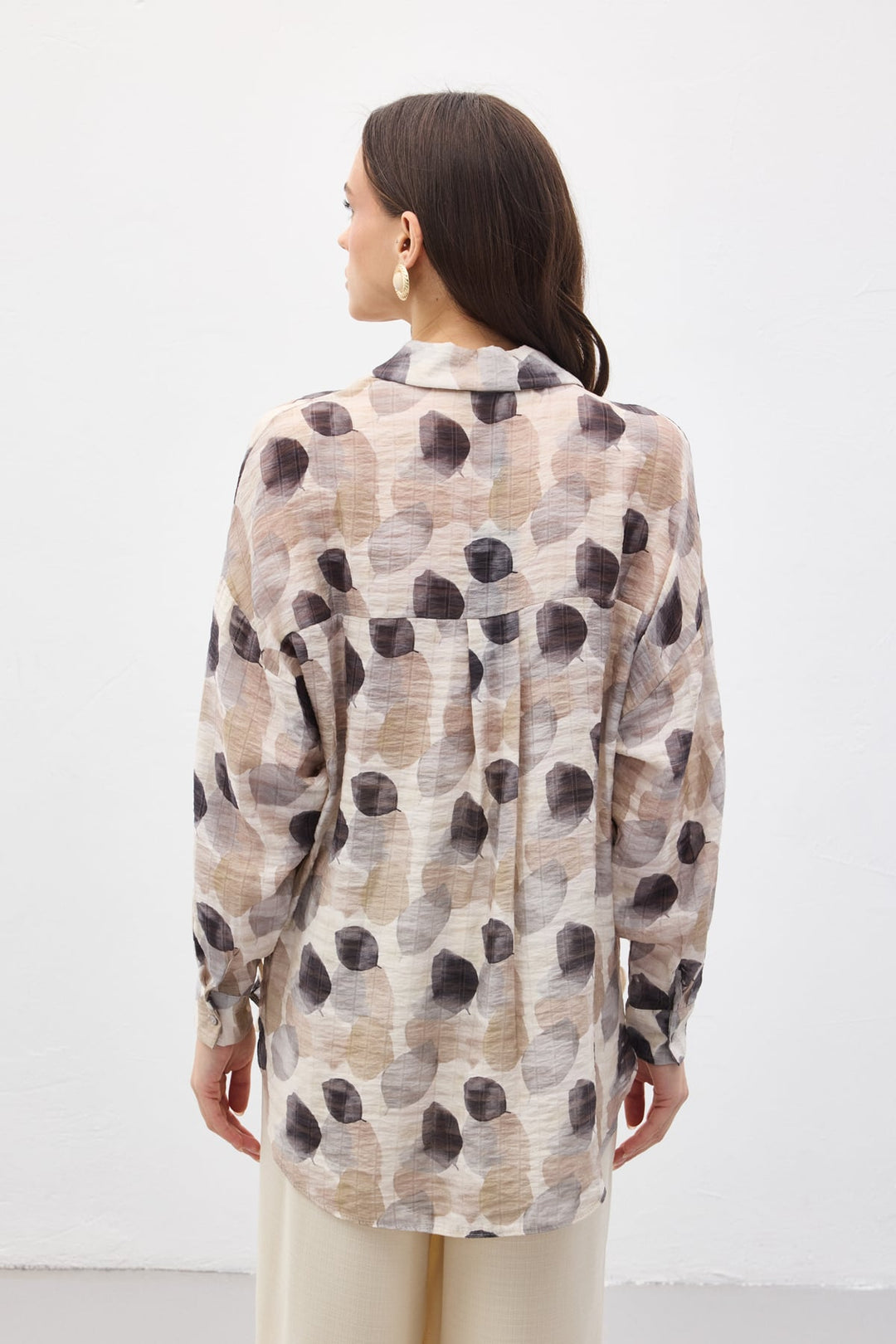 Sateen Chemise Fine à Manches Roulées - Gris