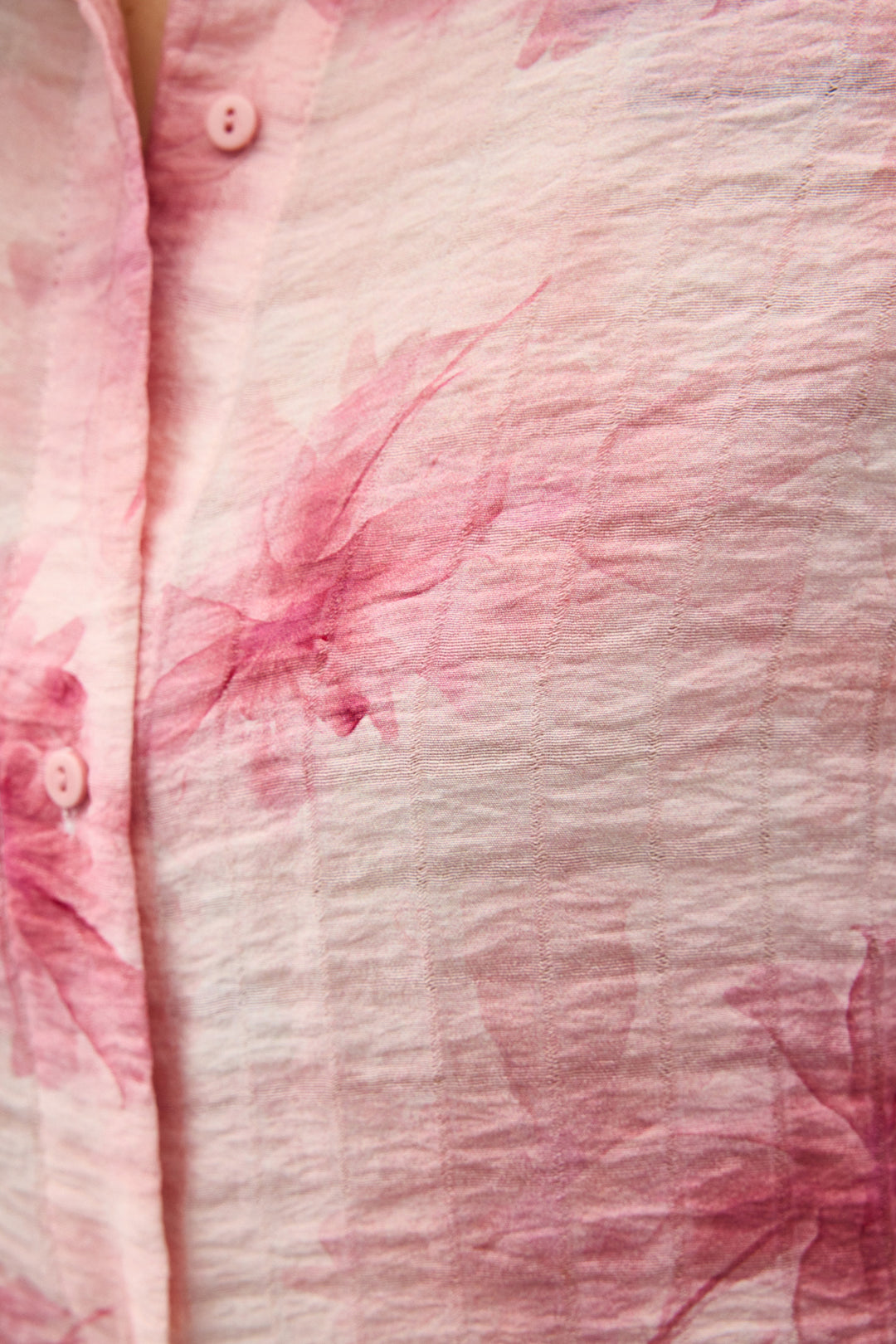Sateen Chemise Fine à Manches Relevées - Rose