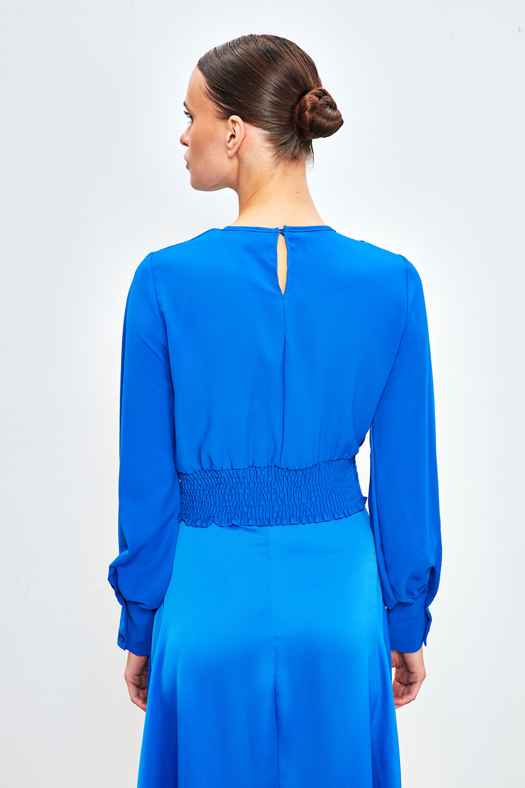 Sateen Crop top avec détail de collier - sax Bleu