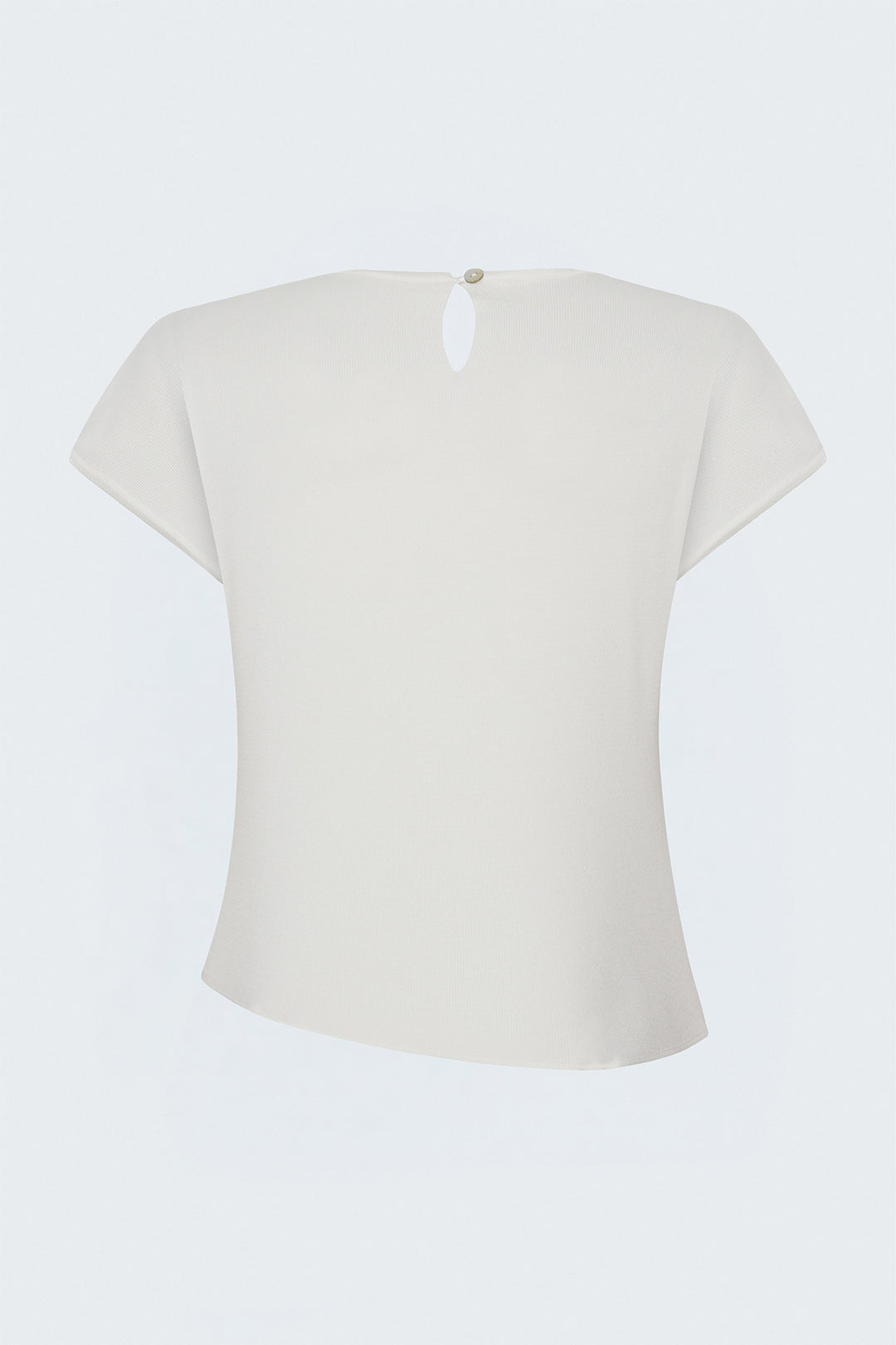 Sateen Tricot à Manches Courtes avec Collier - Écru