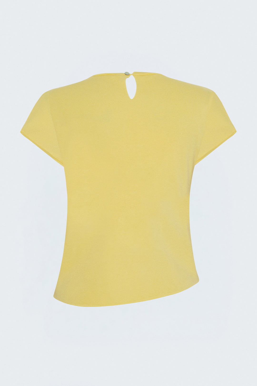 Sateen Tricot à Manches Courtes avec Collier - Jaune