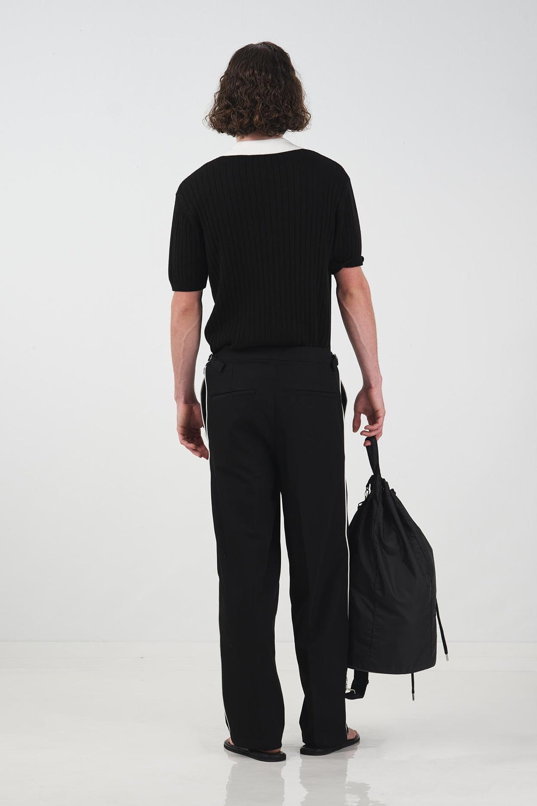 Giesto Pantalon classique noir avec biais contrasté - Noir