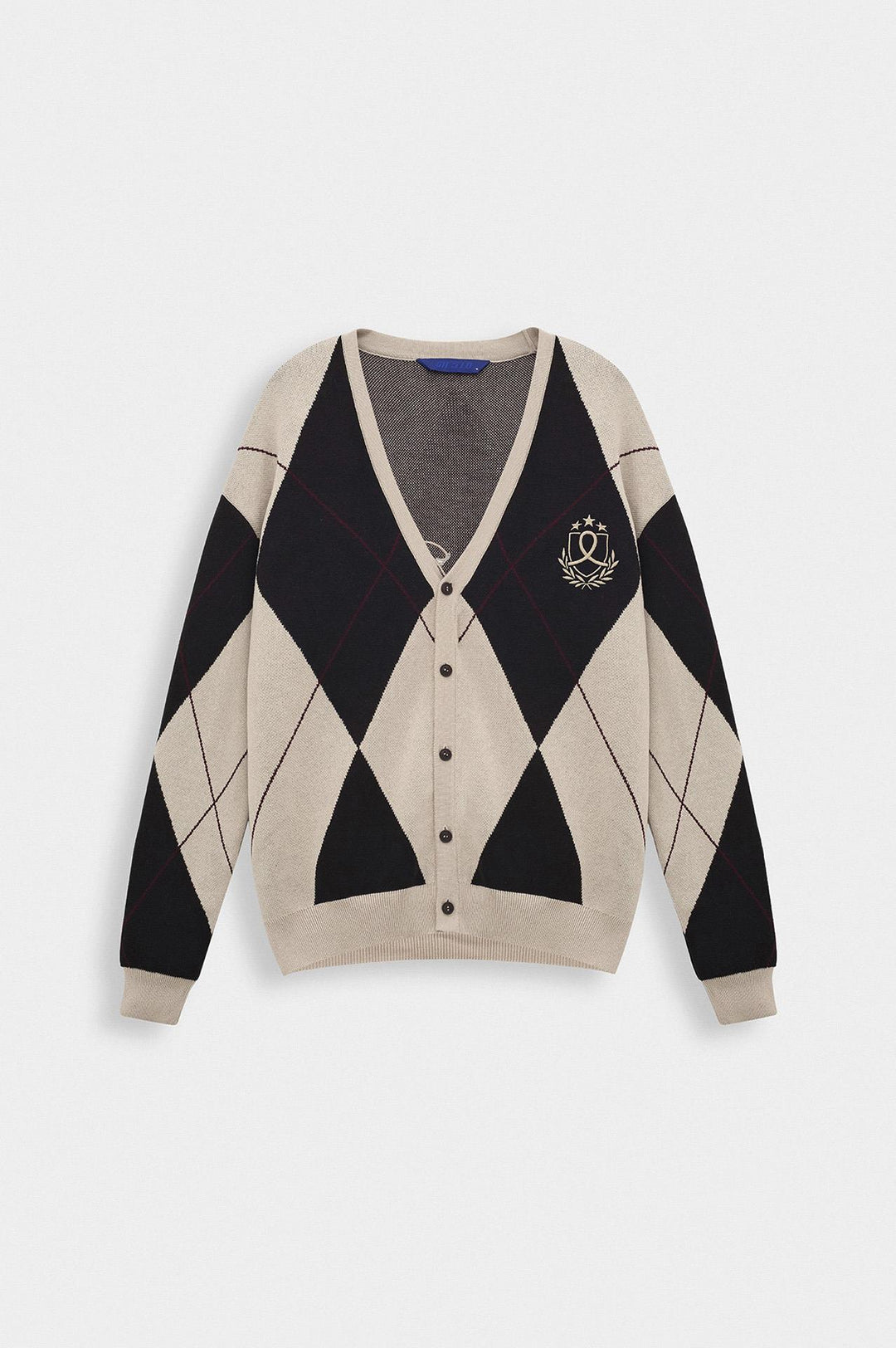 Giesto Gilet en tricot beige à boutons avec motif contrasté - Beige