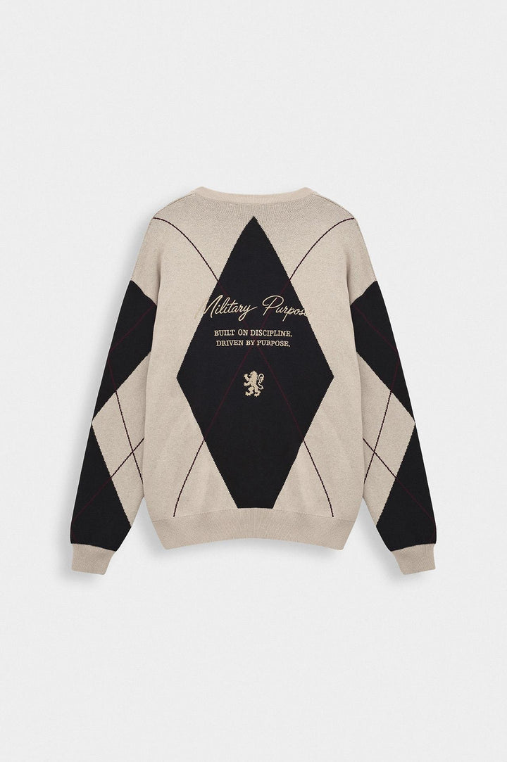 Giesto Gilet en tricot beige à boutons avec motif contrasté - Beige