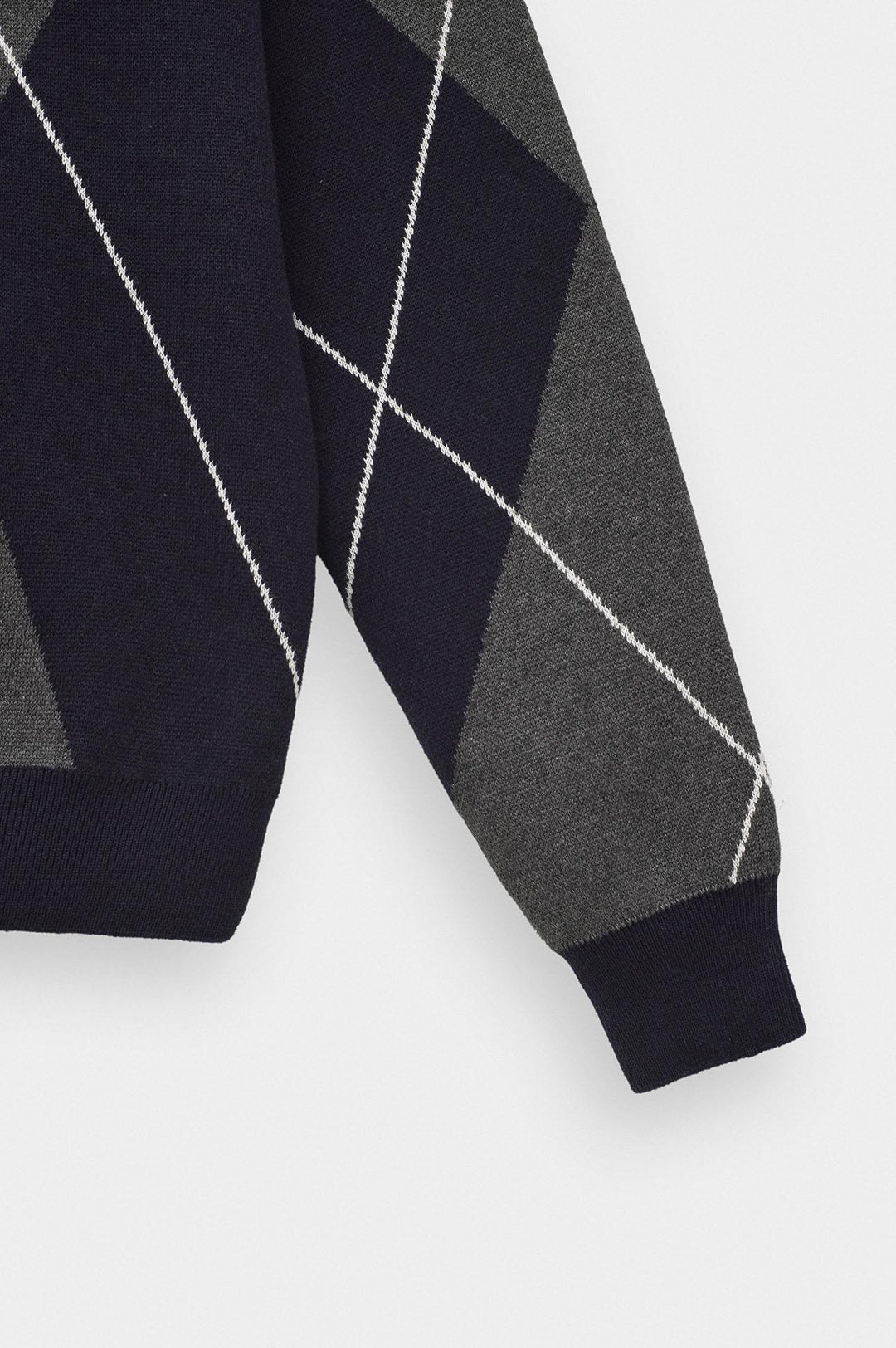Giesto Gilet en tricot bleu marine à boutons avec motif contrasté - Bleu marine