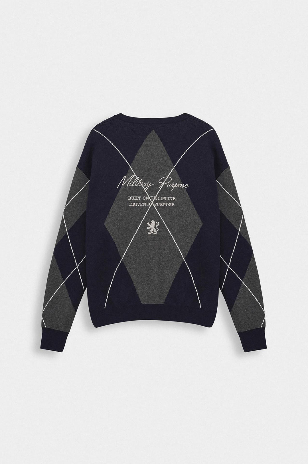 Giesto Gilet en tricot bleu marine à boutons avec motif contrasté - Bleu marine