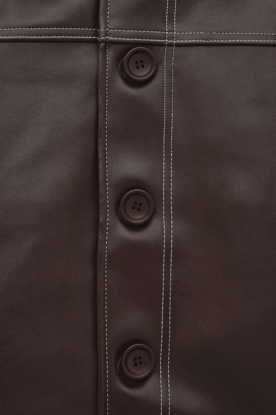 Giesto Veste en cuir marron avec coutures contrastées - Marron