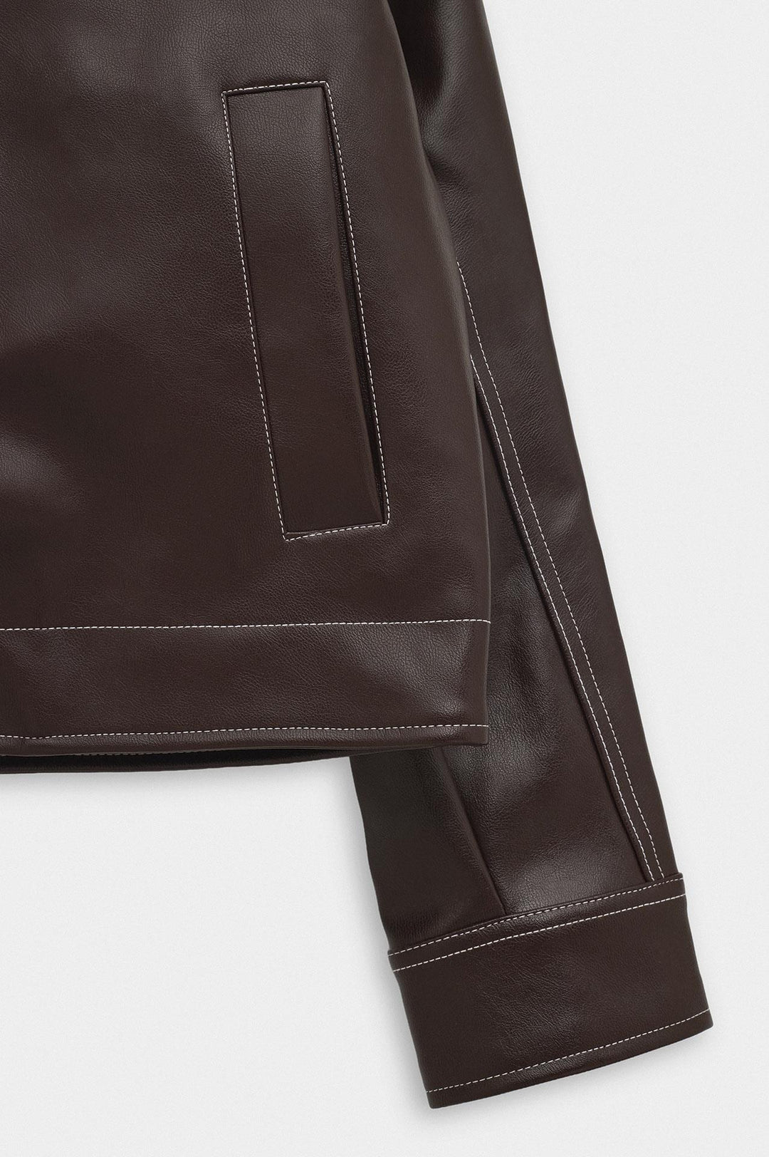 Giesto Veste en cuir marron avec coutures contrastées - Marron