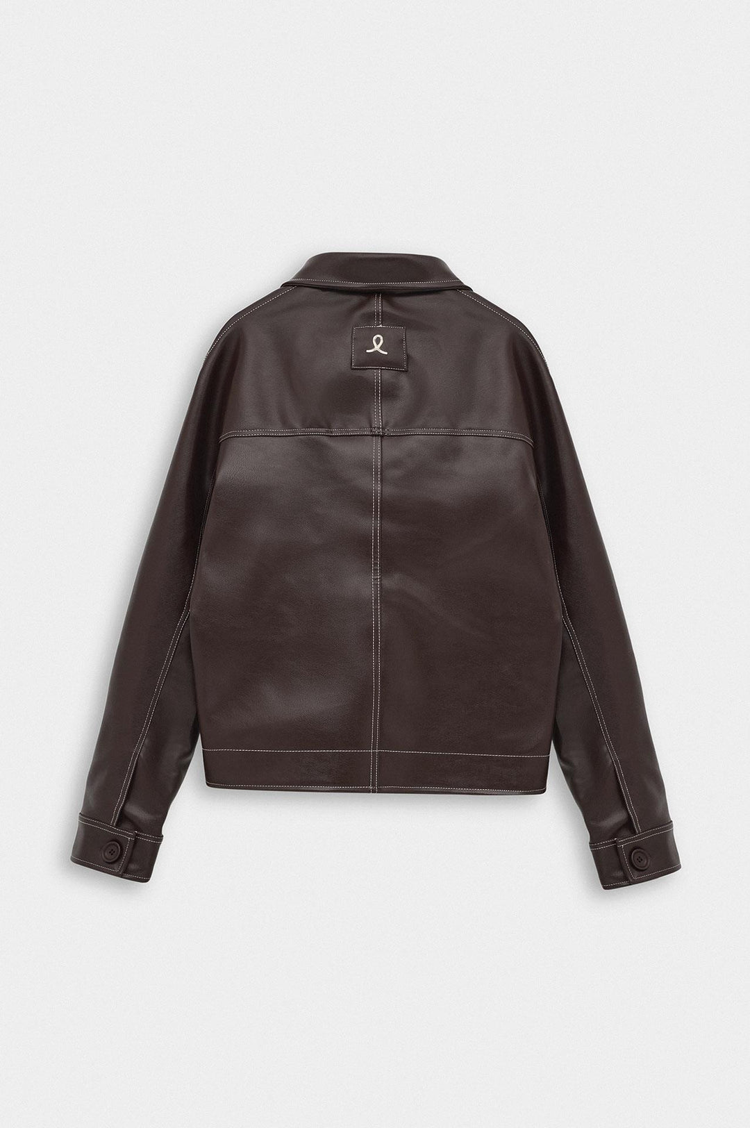 Giesto Veste en cuir marron avec coutures contrastées - Marron
