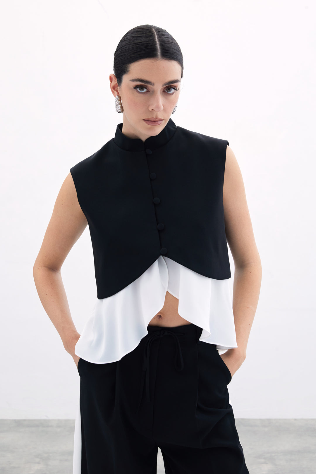 Sateen Veste courte contrastée - Noir