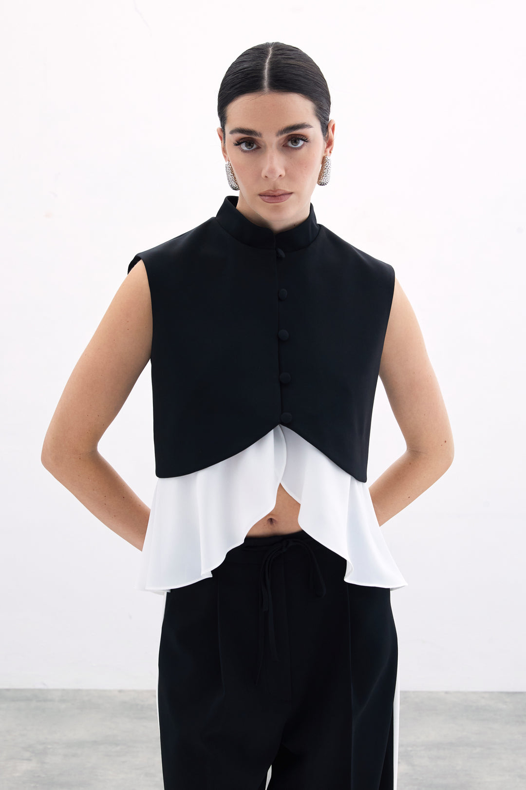 Sateen Veste courte contrastée - Noir