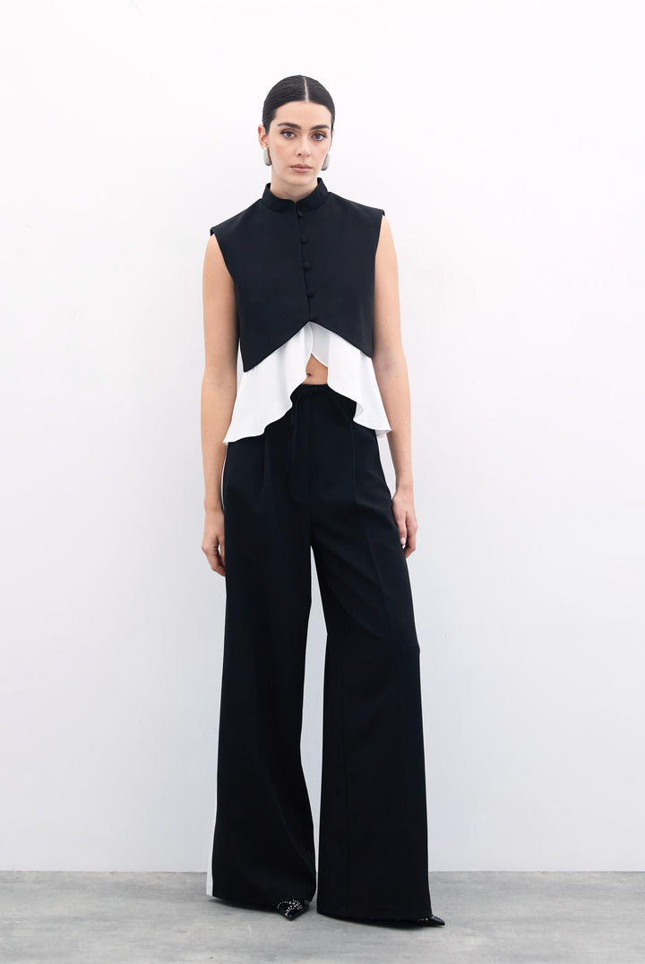 Sateen Veste courte contrastée - Noir
