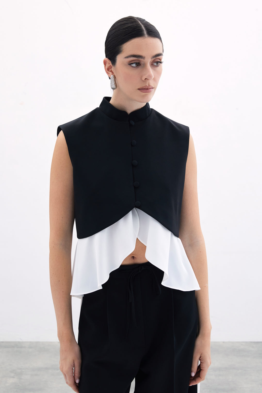 Sateen Veste courte contrastée - Noir
