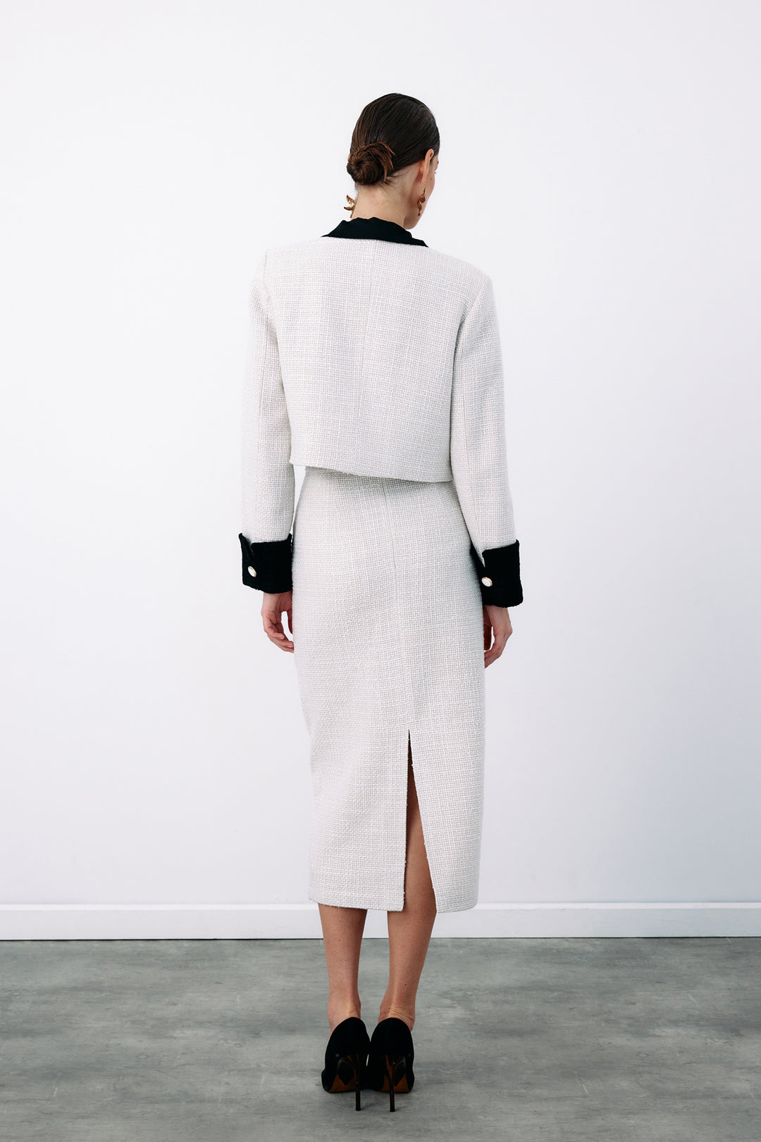 Sateen Veste en tweed courte contrastée - Pierre