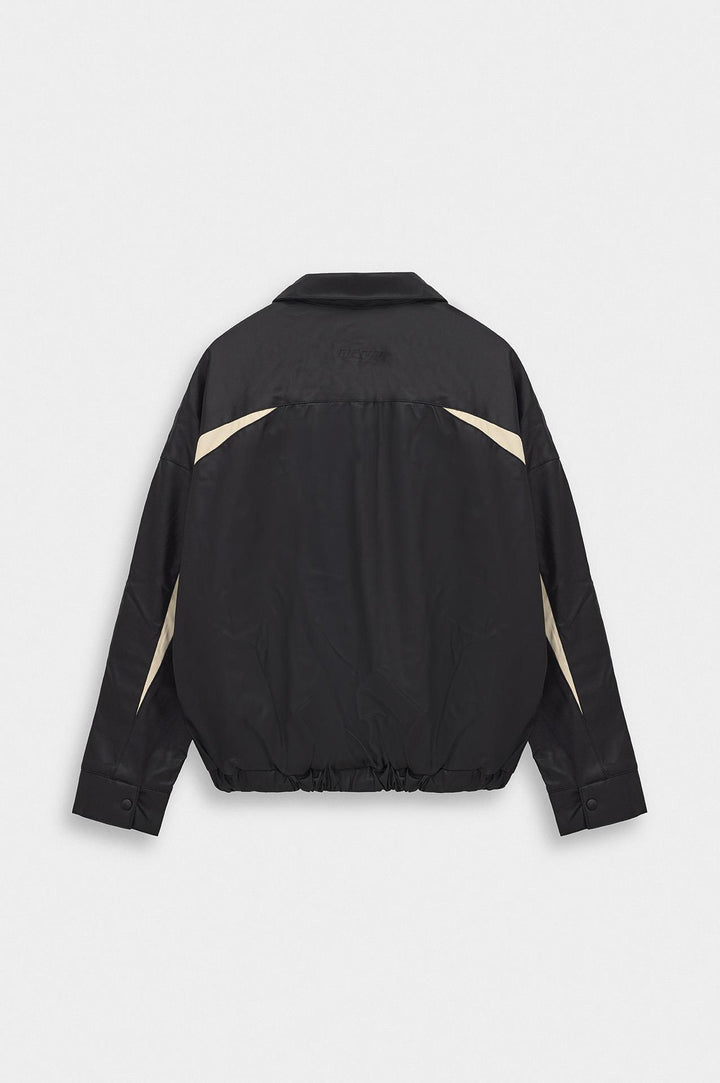 Giesto Veste en cuir noire à pièces contrastées - Noir