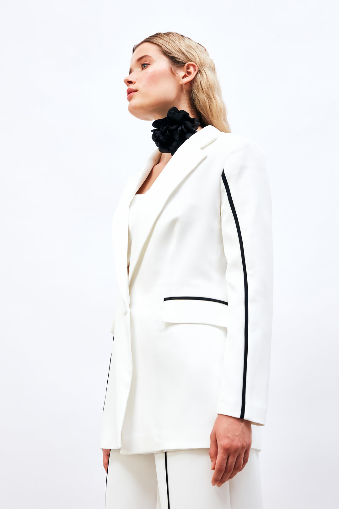Sateen Veste ample contrastée - Écru