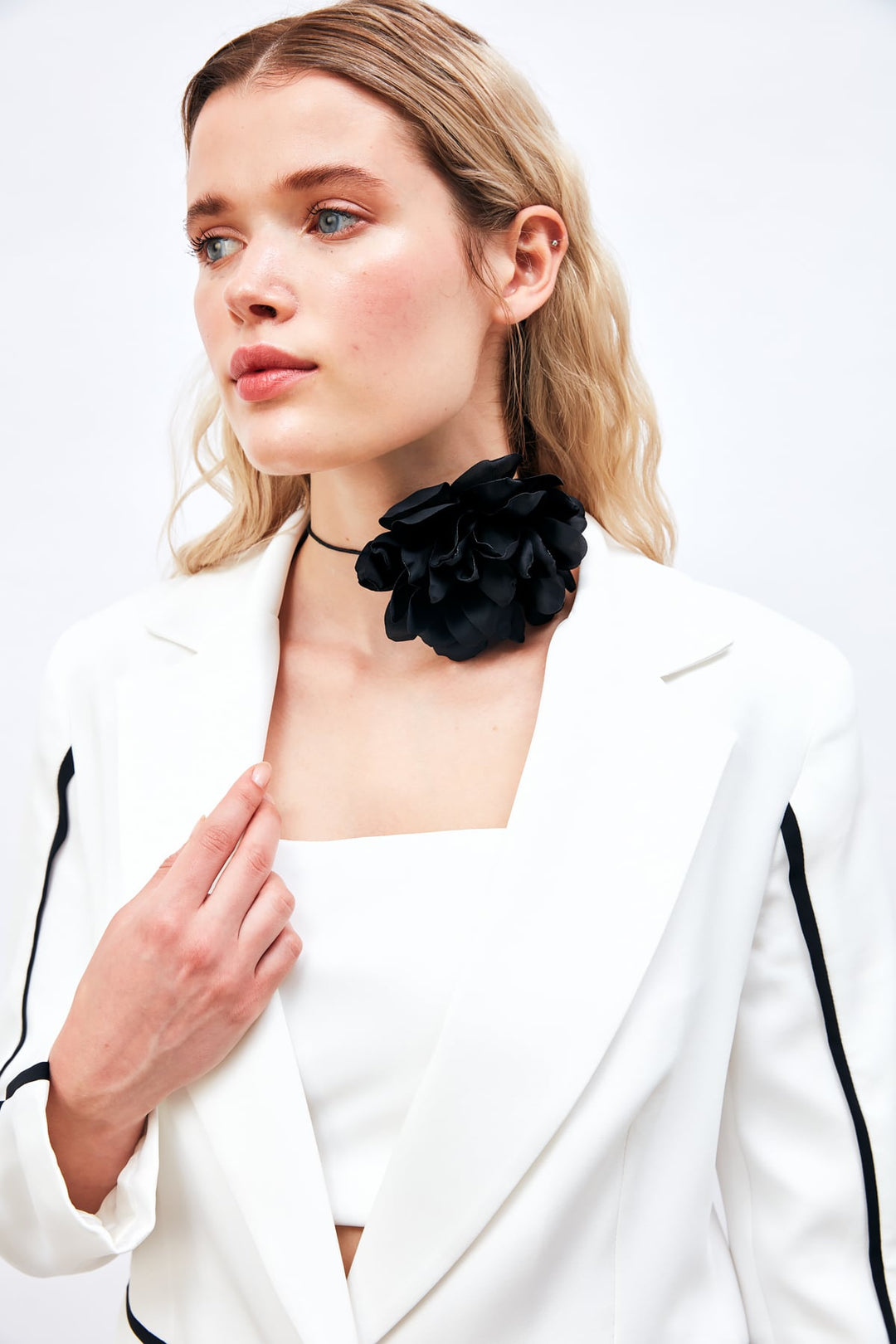 Sateen Veste ample contrastée - Écru