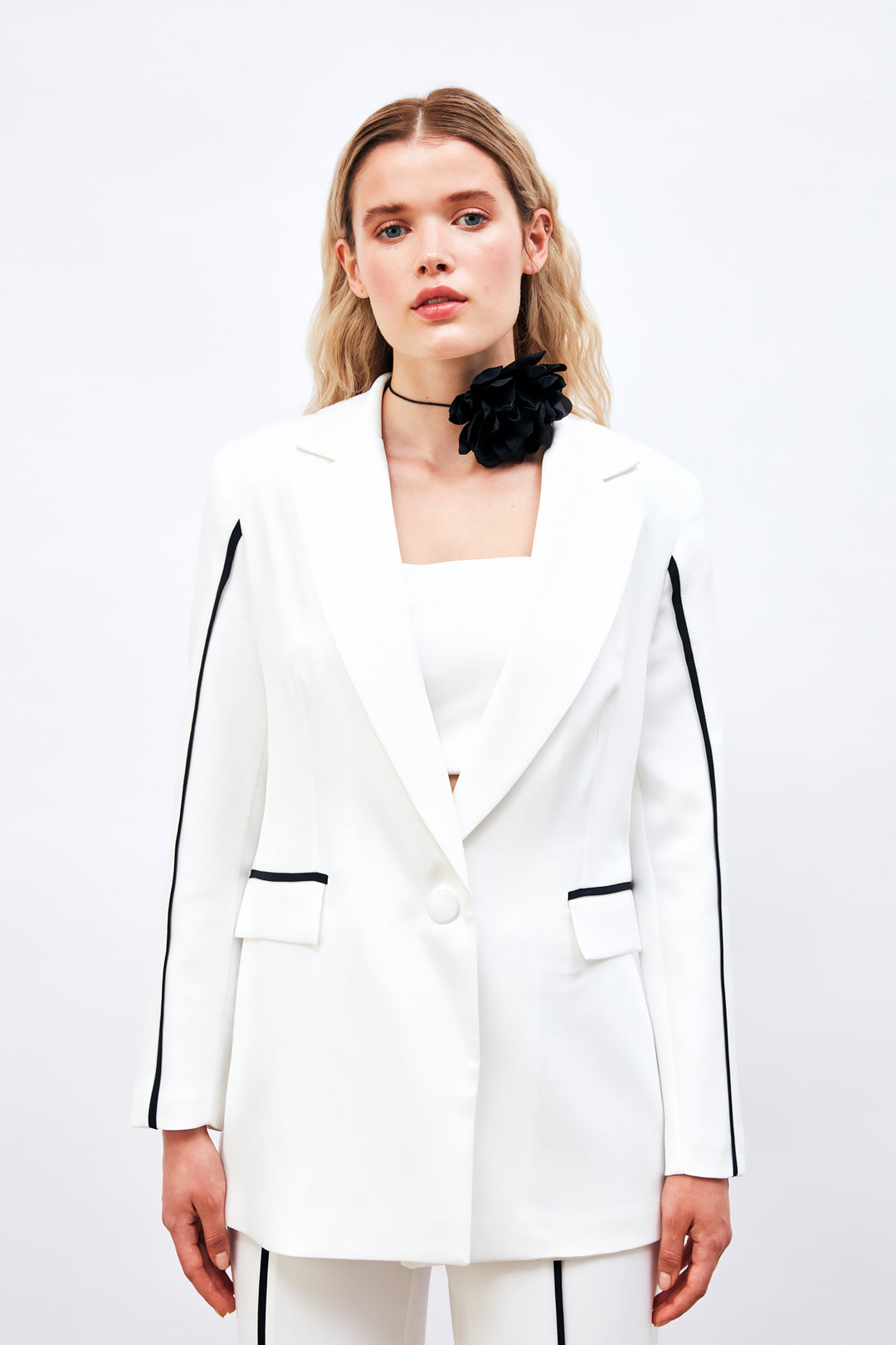Sateen Veste ample contrastée - Écru